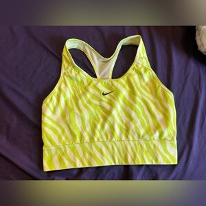Nike Neon Yellow-Green Zebra Print Racerback Sports Bra